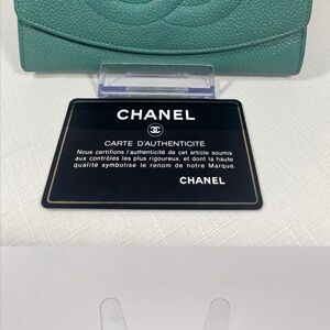 CHANEL Turquoise Leather Wallet